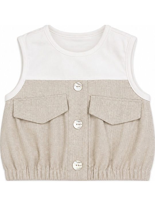 Kinder-Crop-Top Ärmellos Beige