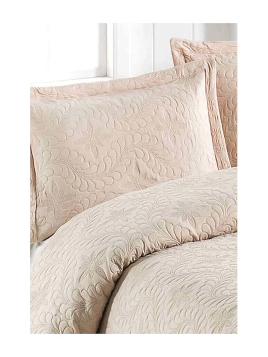 SteweHome Super-Double Bed Sheet Set With 2 Pillowcases 250x260cm Brown 3 Pieces