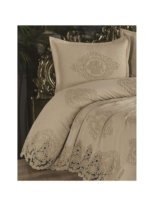 SteweHome Super-Double Bed Sheets Set 250x260cm Brown 4 Pieces