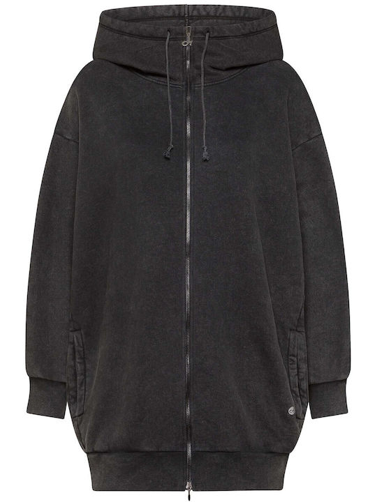 Lang Sweatshirt für Damen mit Kapuze Schwarz