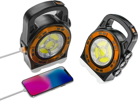 Verk Group Φανάρι Led Ηλιακό για Camping με Φακό & Powerbank 20W Χρυσό