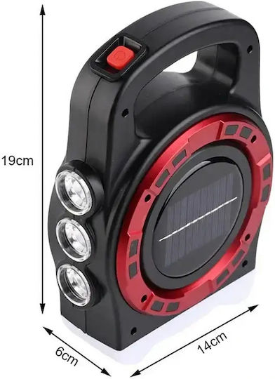 Verk Group Φανάρι Led Ηλιακό για Camping με Φακό & Powerbank 20W Κόκκινο