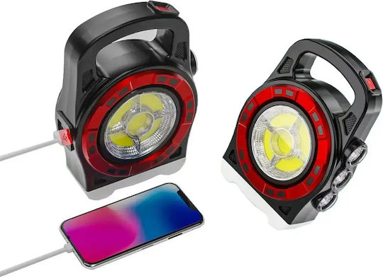 Verk Group Φανάρι Led Ηλιακό για Camping με Φακό & Powerbank 20W Κόκκινο