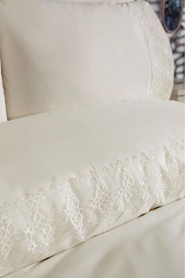 SteweHome Duvet Cover Set 200x220cm Double With 2 Pillowcases Beige