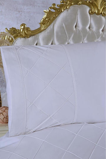 SteweHome Cotton Duvet Cover Set 200x220cm Double With 2 Pillowcases Cream