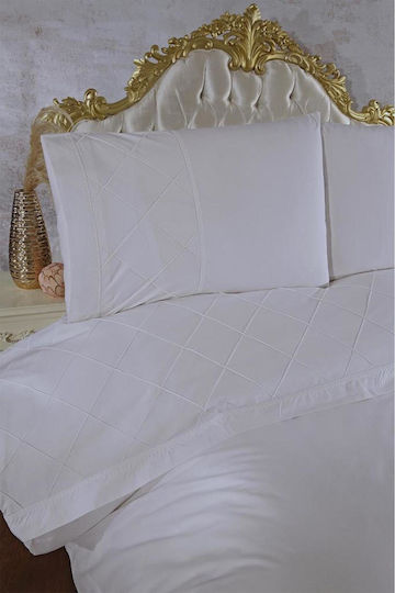 SteweHome Cotton Duvet Cover Set 200x220cm Double With 2 Pillowcases Cream