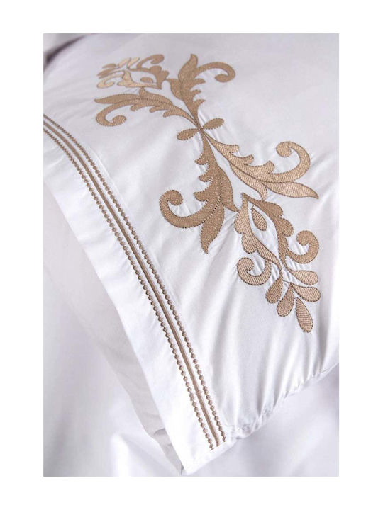 SteweHome Σετ Παπλωματοθήκη Βαμβακερή 200x220cm Διπλή με 2 Μαξιλαροθήκες Μπεζ