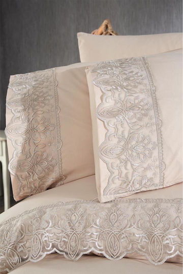 SteweHome Duvet Cover Set 200x220cm Double With 2 Pillowcases Brown