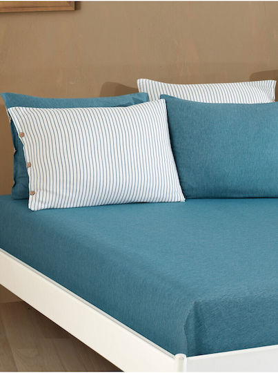 SteweHome Set Huse Pentru Pilote 100% Bumbac 160x220cm Simplă Cu Față De Pernă În Dungi