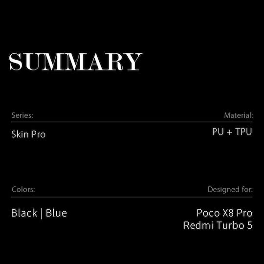Dux Ducis Skin Pro Series Book Δερματίνης / Σιλικόνης Μαύρο (Poco X8 Pro)