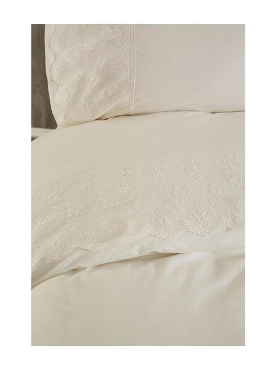 SteweHome Σετ Παπλωματοθήκη 200x220cm Διπλή με 2 Μαξιλαροθήκες Μπεζ