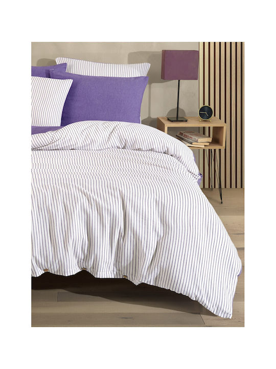 SteweHome Cotton Duvet Cover Set 160x220cm Single With Pillowcase Striped