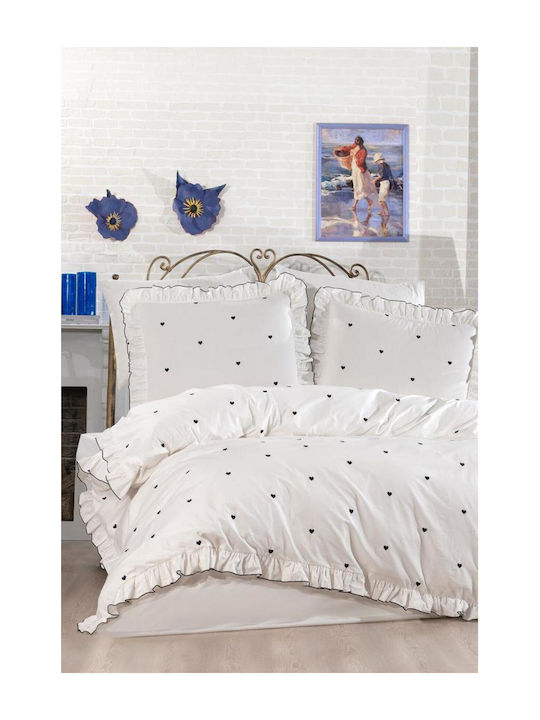 SteweHome Σετ Παπλωματοθήκη Βαμβακερή 200x220cm Διπλή με 2 Μαξιλαροθήκες Μπλε Σκούρο