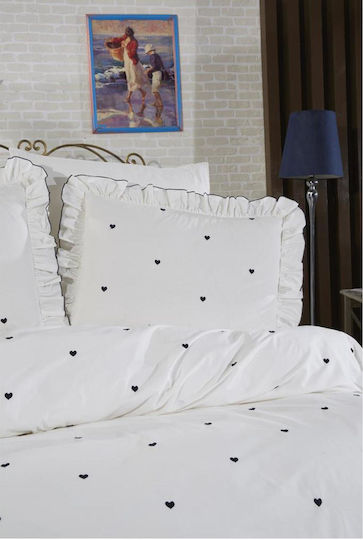 SteweHome Cotton Duvet Cover Set 200x220cm Double With 2 Pillowcases Dark Blue