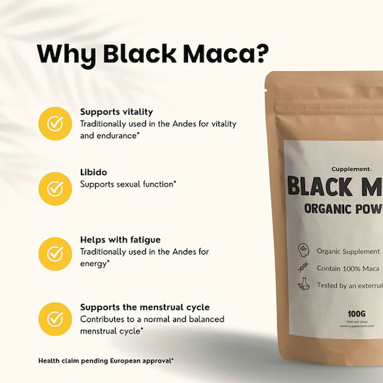 Cupplement Organic Black Maca Powder 500mg 100gr
