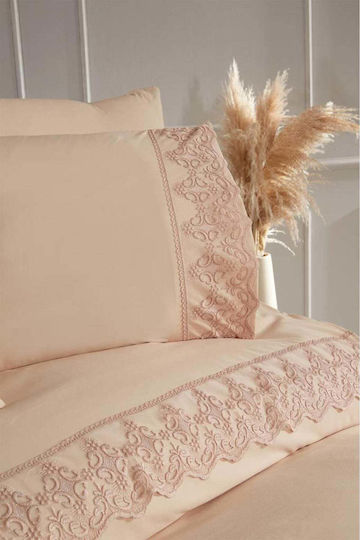 SteweHome Duvet Cover Set 200x220cm Double With 2 Pillowcases Brown