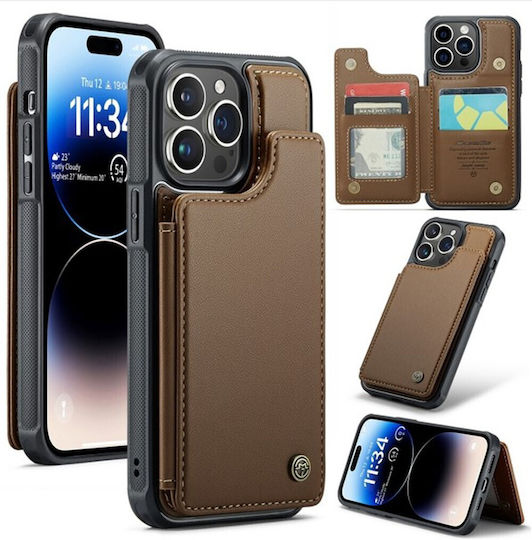 Caseme Wallet Δερμάτινο / Δερματίνης Καφέ (iPhone 15 Pro MaxNokia C22)