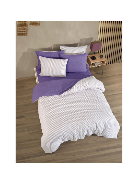 SteweHome Σετ Παπλωματοθήκη 160x220cm Μονή με Μαξιλαροθήκη Ριγέ