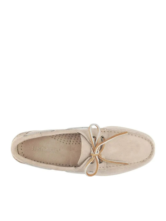 Leather Men's Boat Shoes in Beige Colour