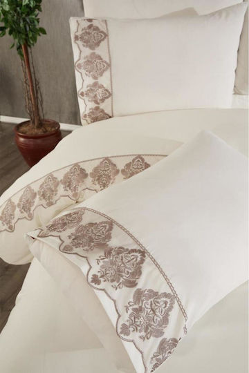 SteweHome Duvet Cover Set 200x220cm Double With 2 Pillowcases Beige