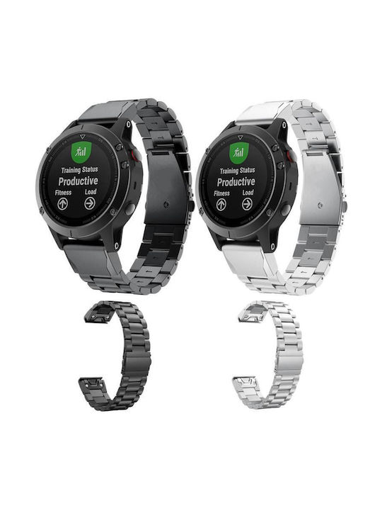 Garmin 22 mm Integrated Watch Strap Three Beads Flat Buckle Titanium Alloy Quick Release Silver