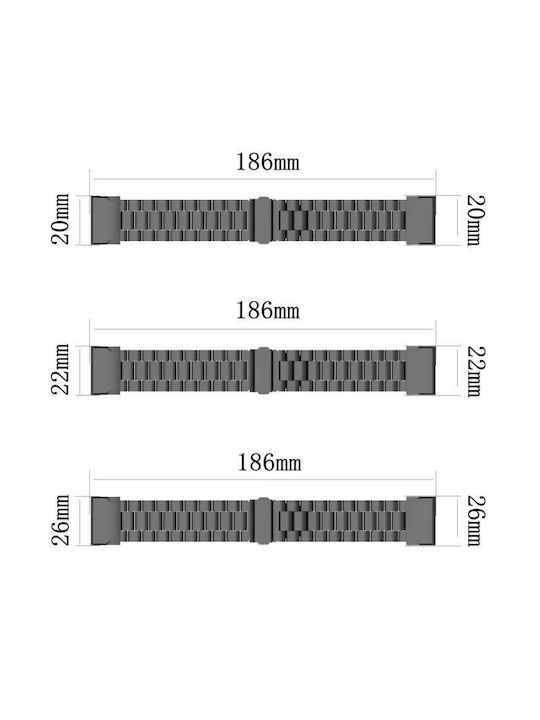 Garmin 22 mm Integrated Watch Strap Three Beads Flat Buckle Titanium Alloy Quick Release Silver