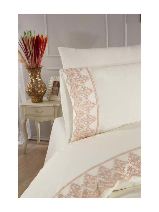 SteweHome Σετ Παπλωματοθήκη 200x220cm Διπλή με 2 Μαξιλαροθήκες Μπεζ