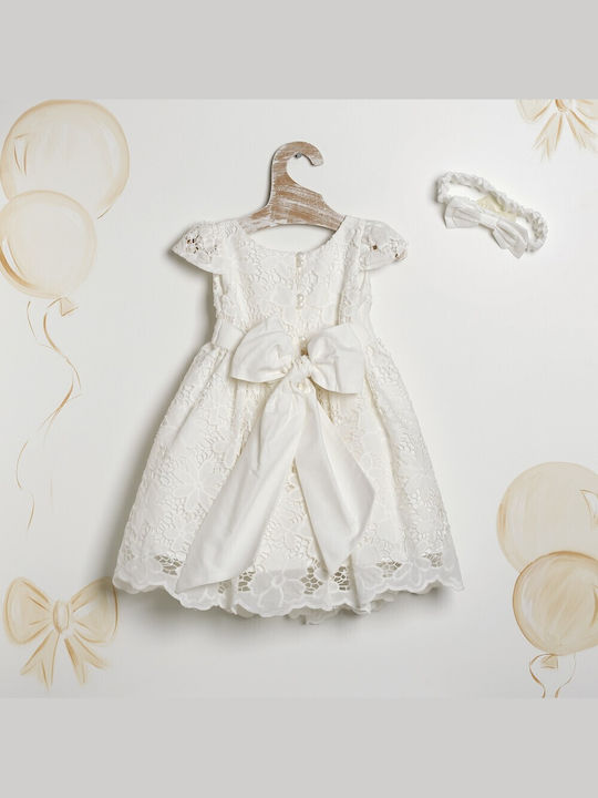 Lollipop White Baptism Dress Made of Lace