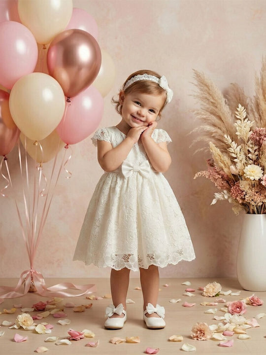 Lollipop White Baptism Dress Made of Lace