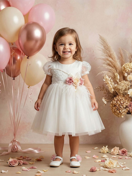 Lollipop White Baptism Dress Made of Tulle