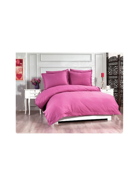 SteweHome Σετ Παπλωματοθήκη 200x220cm Διπλή με 2 Μαξιλαροθήκες Μωβ