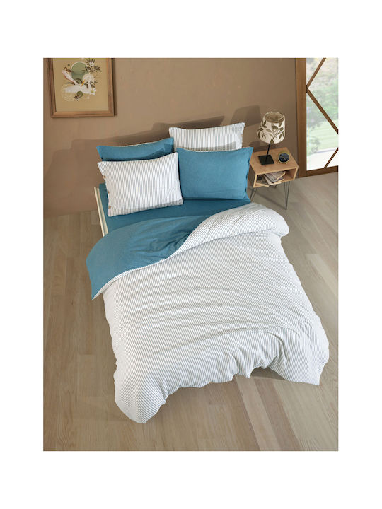 SteweHome Σετ Παπλωματοθήκη 200x220cm Διπλή με 2 Μαξιλαροθήκες Ριγέ