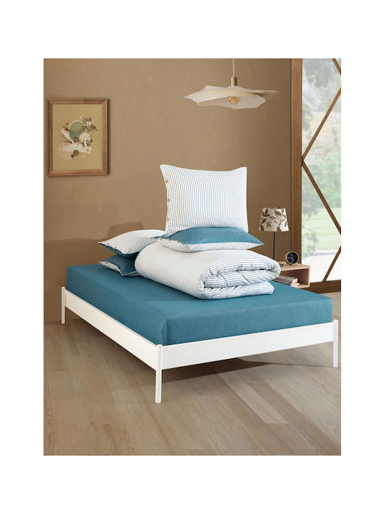 SteweHome Σετ Παπλωματοθήκη 200x220cm Διπλή με 2 Μαξιλαροθήκες Ριγέ
