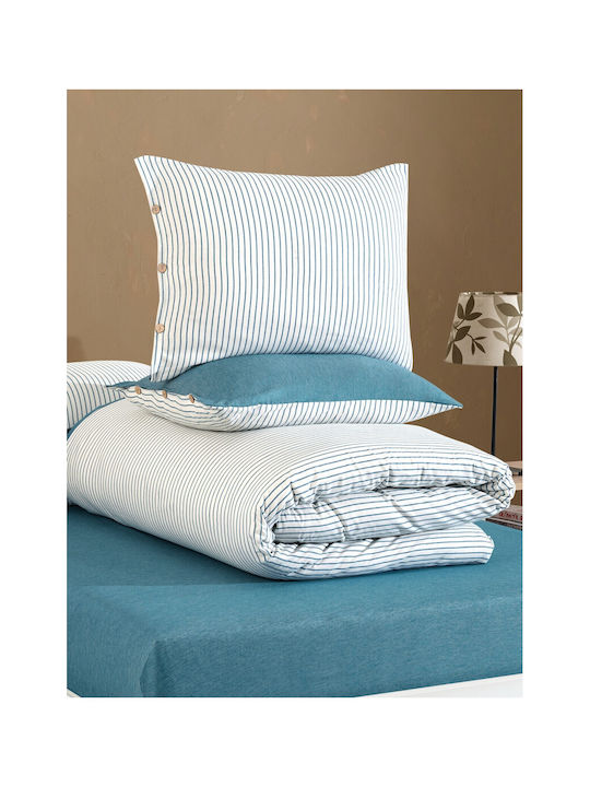 SteweHome Σετ Παπλωματοθήκη 200x220cm Διπλή με 2 Μαξιλαροθήκες Ριγέ