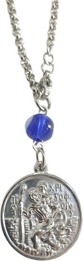 Car Charm Steel Silver Small Double-Sided Saint Christopher-Virgin Mary Gt-305108416-021