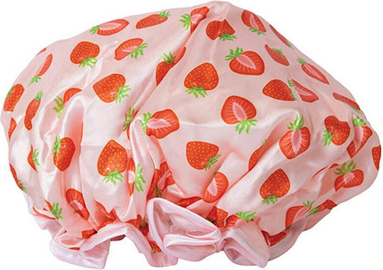Waterproof Satin Shower Cap Matcha Strawberries By Upper Canada