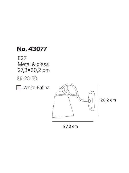 Inlight Wall Lamp with E27 Socket White 27.3x20cm