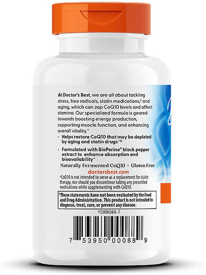 Doctor's Best High Absorption CoQ10 BioPerine Gluten Free 100mg 60 softgels