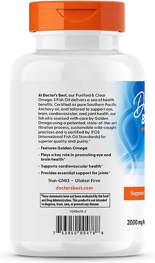 Doctor's Best Purified & Clear Omega 3 Fish Oil Fish Oil 1000mg 120 caps
