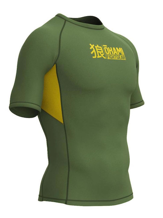 Okami Men's Short Sleeve Martial Arts Shirt ORS144 for Jiu-Jitsu MMA Kickboxing Green