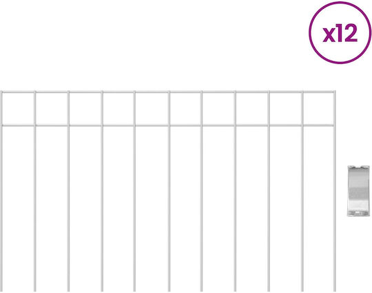vidaXL Μεταλλικό Πάνελ Περίφραξης σε Ασημί Χρώμα 50x30cm 12τμχ