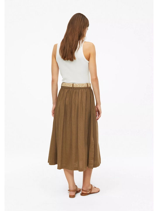 Linen Midi Skirt 8918