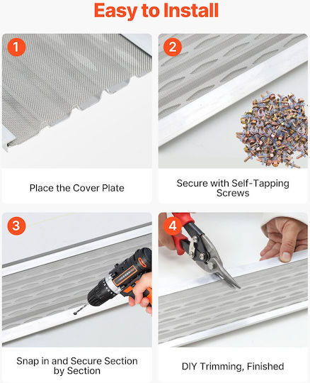 Vevor Gutter Gutter Aluminum Gutter Cover 127 Mm Fine Mesh Stainless Steel Heavy Duty Length 30.48 M Thickness 1.02 Mm Protective Debris Sheet Pine Needles Easy Diy Includes Screws 20 Pcs