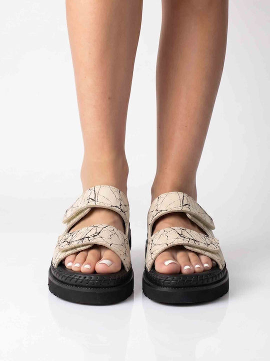 Sandale Casual Damă Anatomici Din Piele Ecru