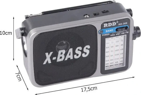 RD-306 Tabletop Rechargeable Radio Gray