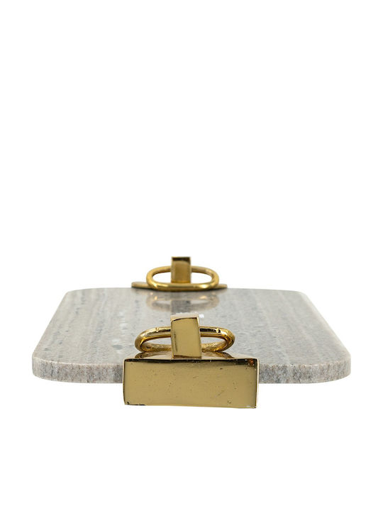 Artekko Marble Grey Marble Tray Platter Gold Details 45.8x25.5x6.3 Cm