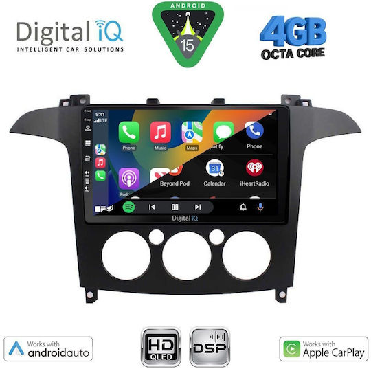 Digital IQ Car Audio System for Ford S-Max 2006-2014 with A/C Bluetooth USB WiFi GPS Apple CarPlay with 9" Touch Screen