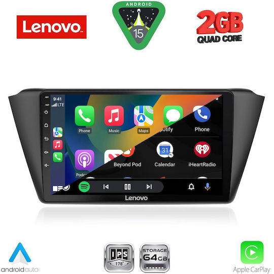 Lenovo Автомобилна Аудио Система За Skoda Fabia 2015-2022 (Bluetooth/USB/WiFi/GPS/Apple CarPlay/Android Auto) С Touch Screen 9"