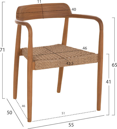 Πολυθρόνα Τραπεζαρίας Robby 55x50x71εκ. Φυσικο Πολυθρόνα Τραπεζαρίας Robby 55x50x71εκ. Φυσικο