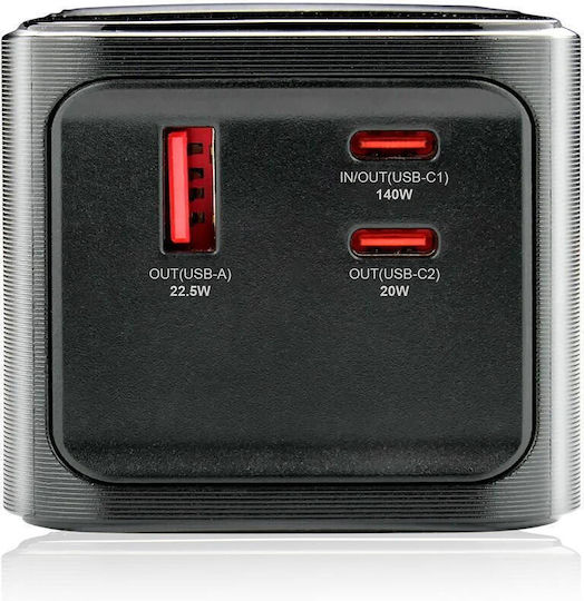 everActive EB-27Q Power Bank 27000mAh 162.5W mit USB-A Ausgangsanschluss und 2 USB-C Ausgangsanschlüsse Power Delivery / Schnellladung / PPS Schwarz